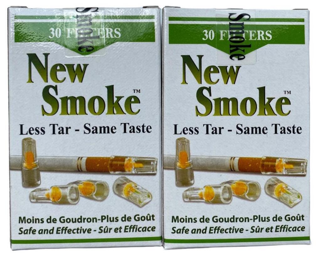 2 PKS NEW SMOKE Cigarette Filters = 60 Filters - Lowers Nicotine Nic Out & Tar