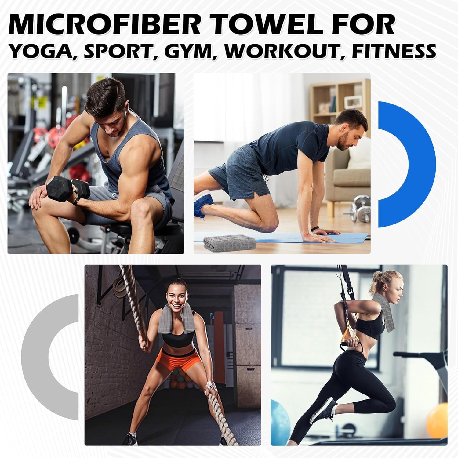 3 Pack Microfiber Gym Towels 16x27 Quick Dry Sweat Hand Towels for Workout & Tra