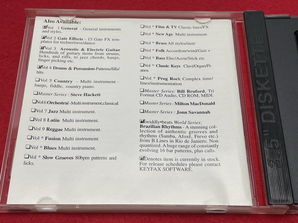 TWIDDLY BITS MIDI SEQUENCER MUSIC DISK 3.5" DRUMS PERCUSSION GM FORMAT KEYFAX 95