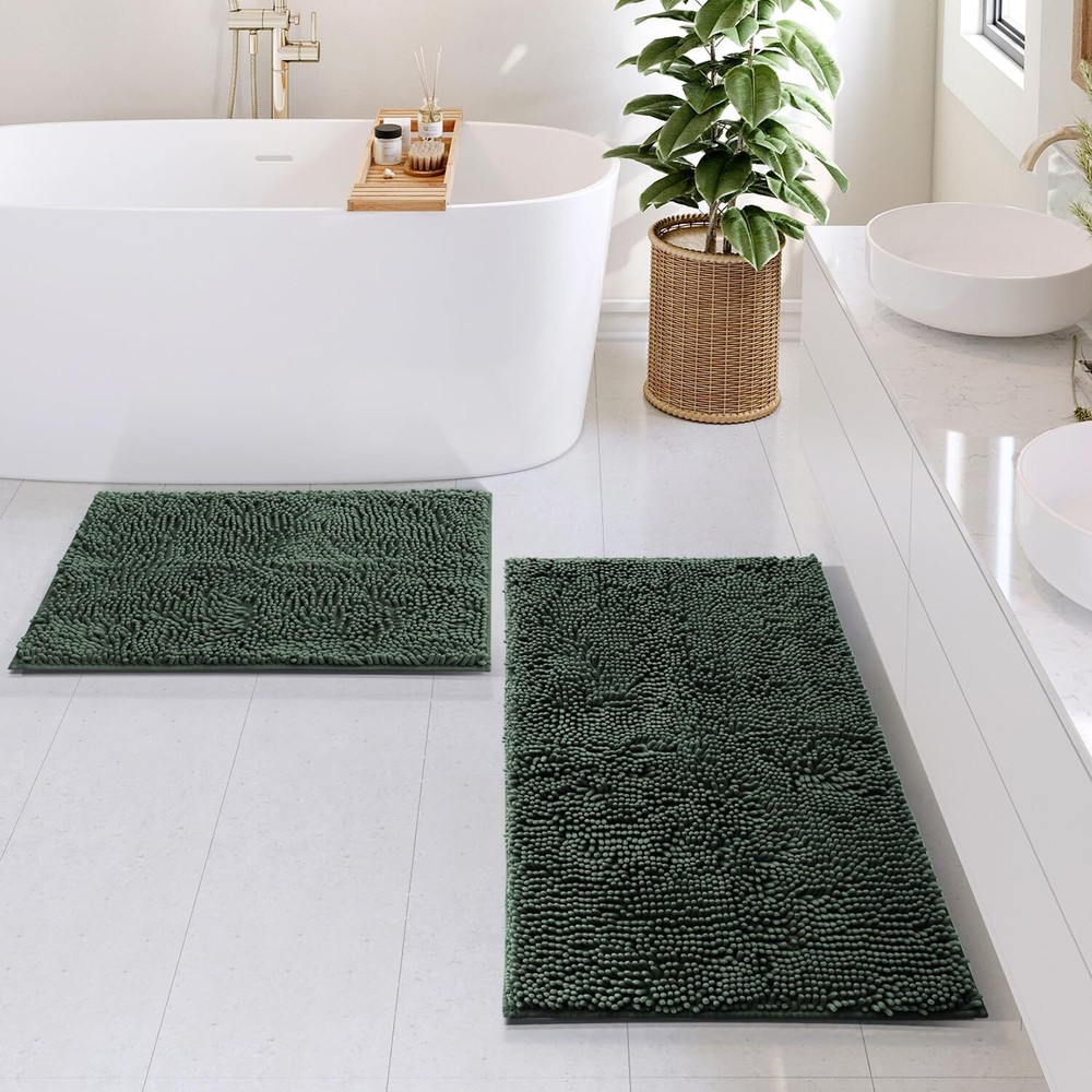 Bathroom Rug Set 2 Pcs, Chenille Bath Mat Set