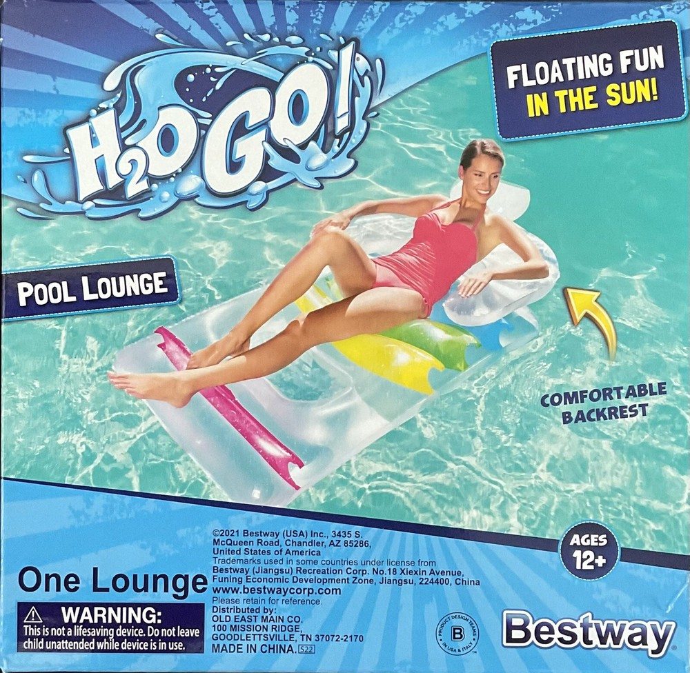 H2OGO! - Inflatable Pool Lounge w/Backrest - Multicolor