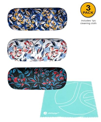 [4 PACK /], Printed Pattern Durable Hard Clamshell Eyeglass 3 PACK Rose Flower