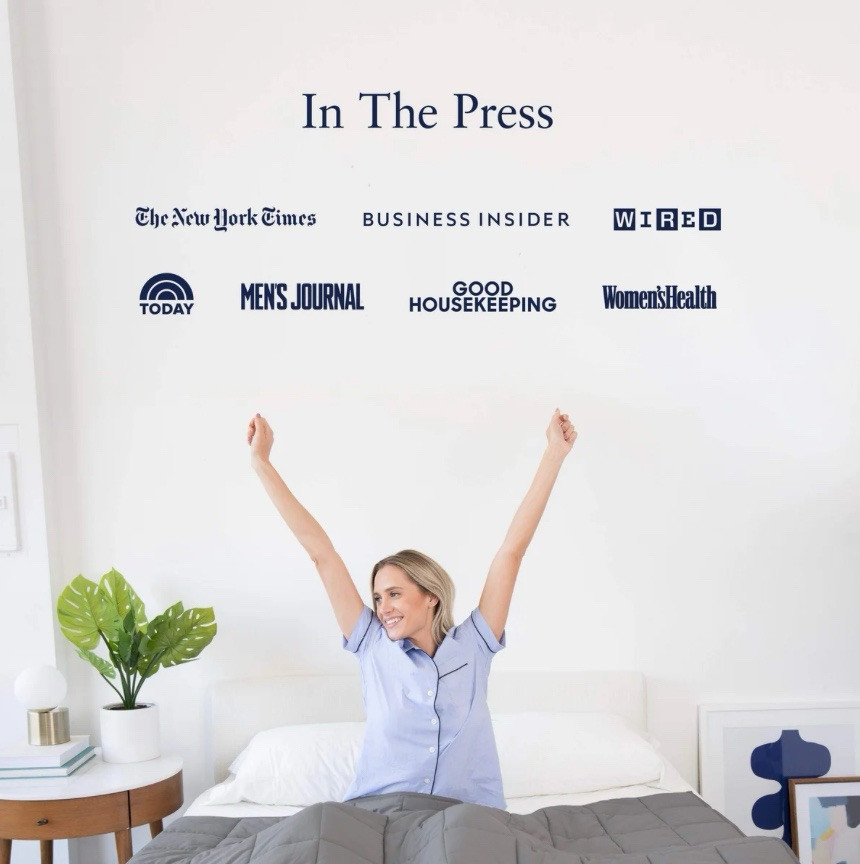 Luna Full Size Weighted Blanket - 12.8 lbs - Cooling Cotton with Glass Beads