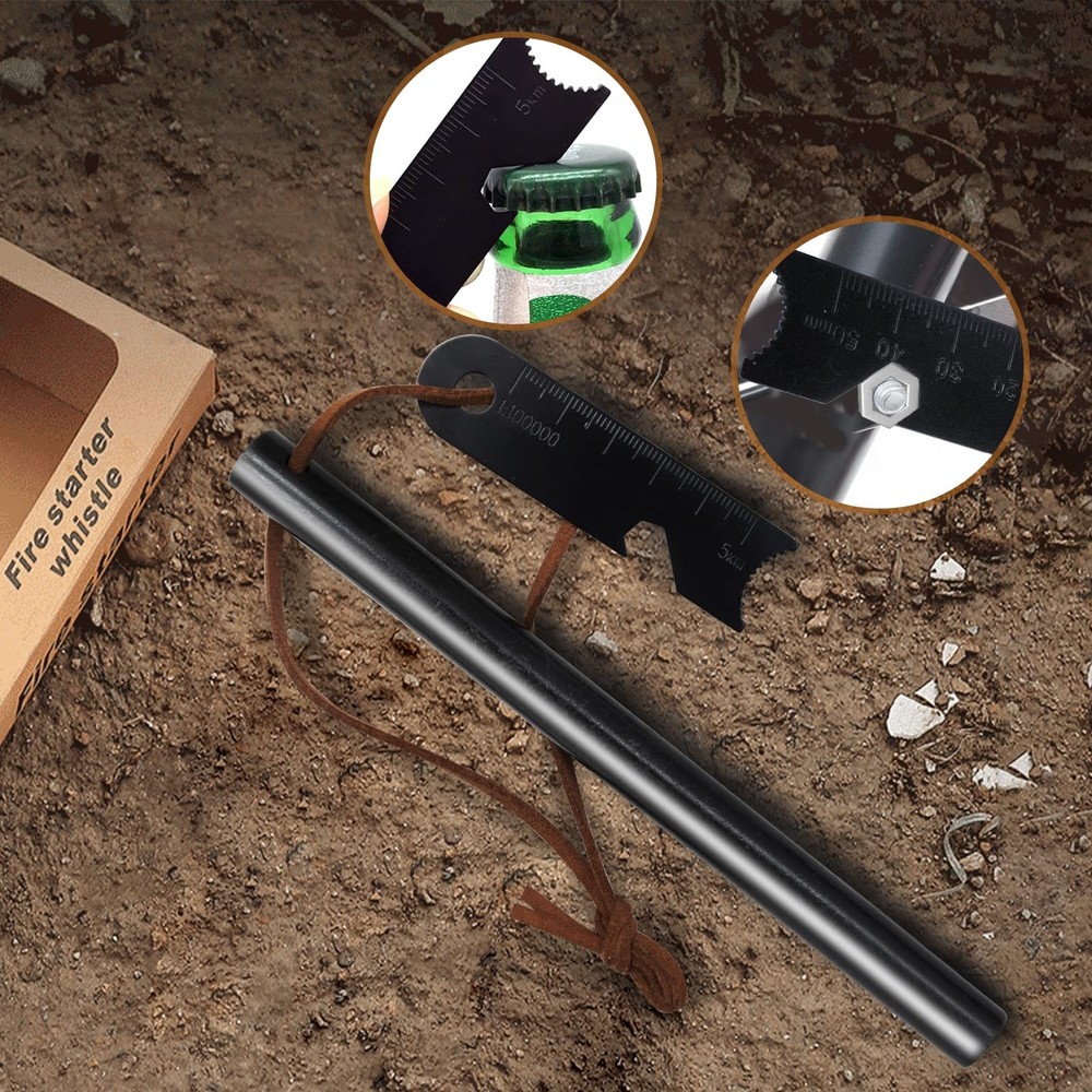 Fire Starter Kit: Ferro Rod, Multi-Tool Striker, Flint, Tinder for Camping & ...