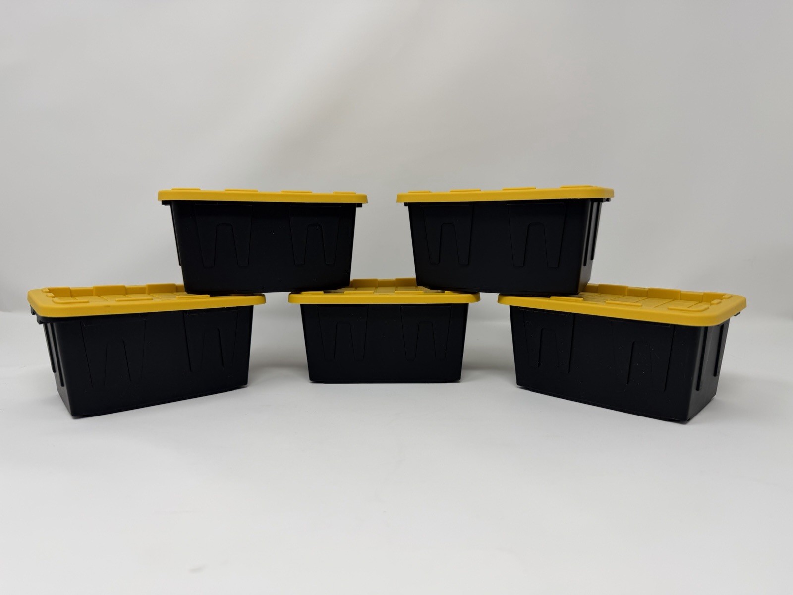 5 x Teeny Tote Mini Plastic Storage Totes New 2025, Lowe's Black Yellow