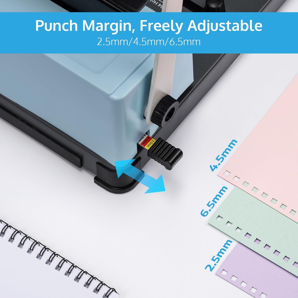 Wire Binding Machine, Punch 12 Sheets, 34-Square Hole Punch, Bind 120 Sheets ...