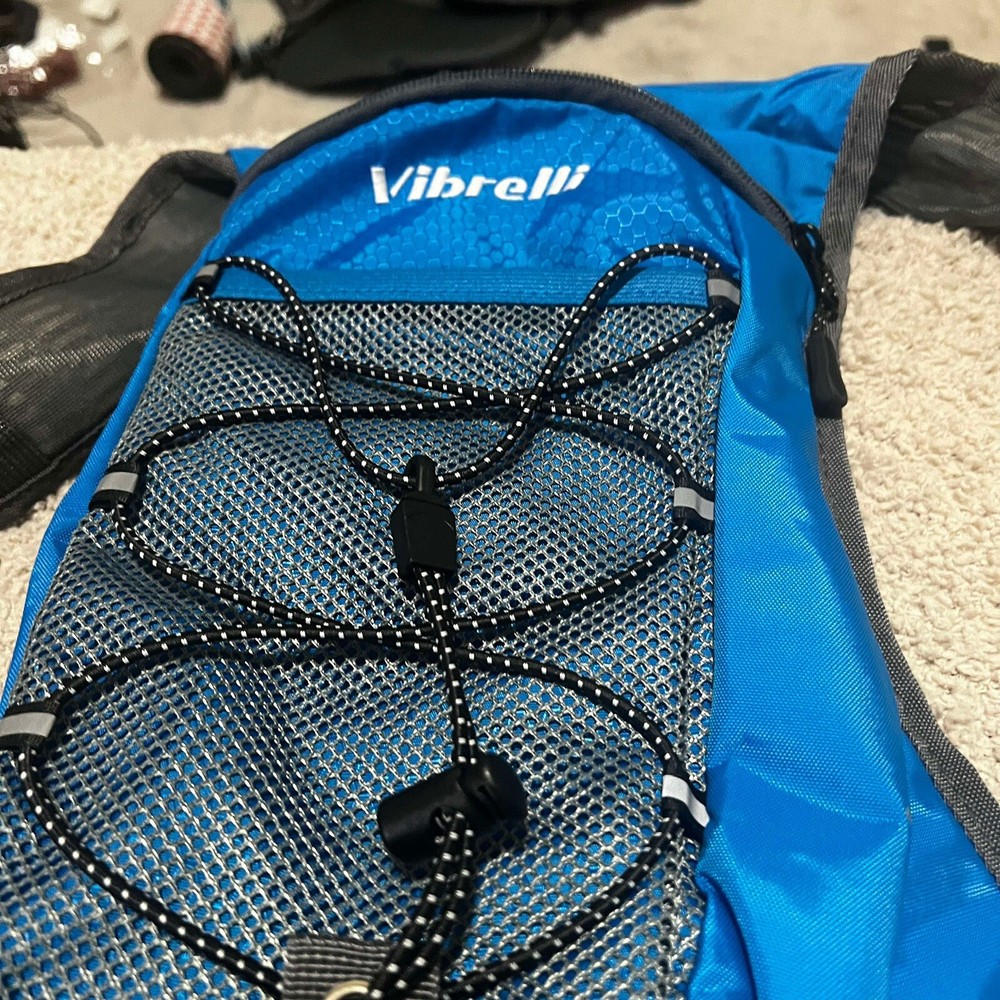 Vibrelli Water Hydration Bag/Backpack 2.0L, W/Adjustable Straps & Cargo Net Blue