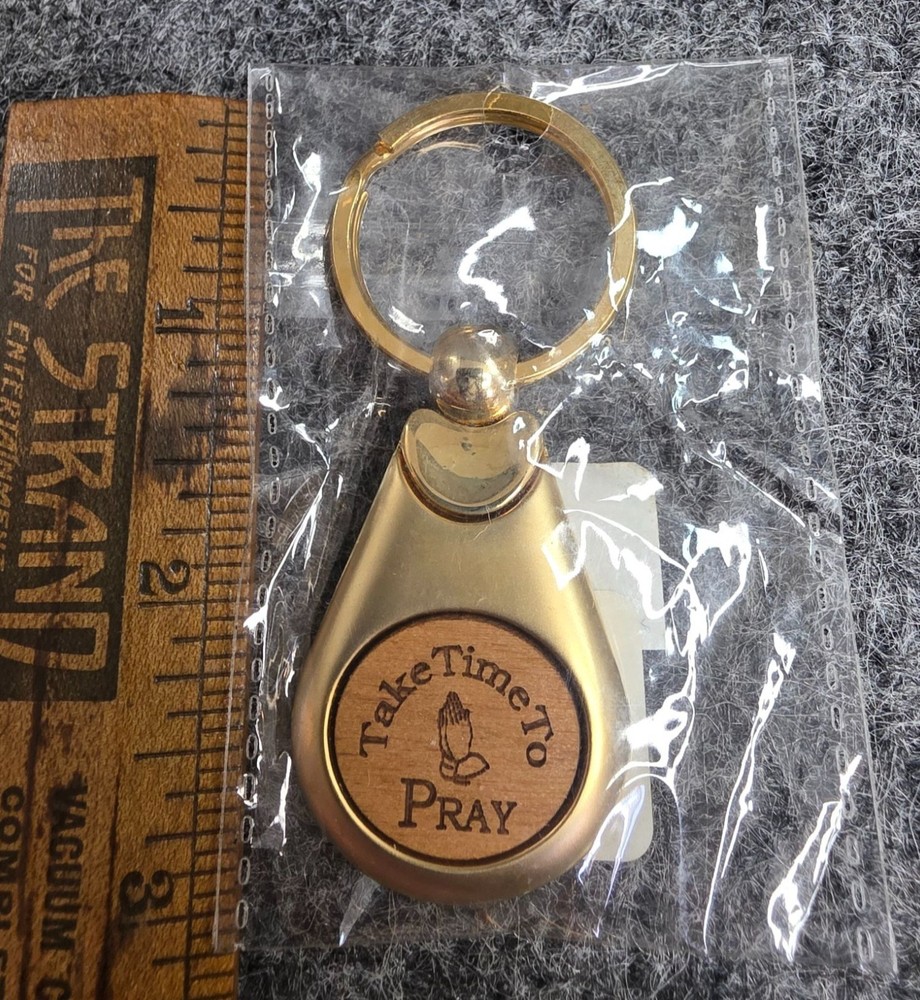 Goldtone Take Time To Pray Keychain
