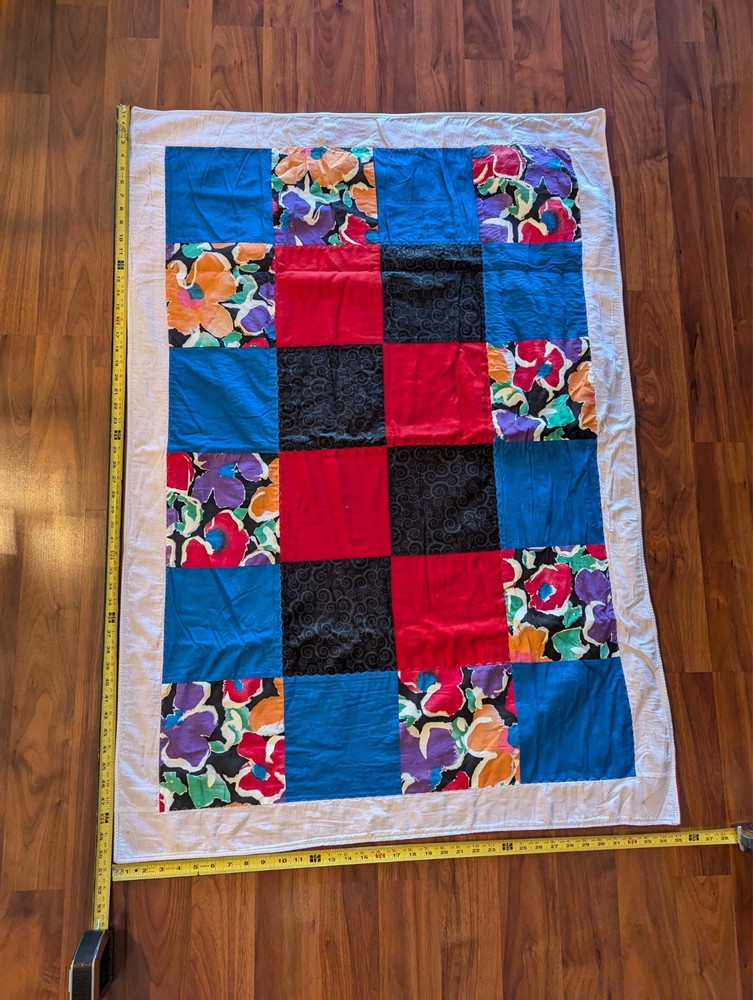 Patchwork Lap Quilt Blanket Throw Multicolor 50”x 35” - Please See Video