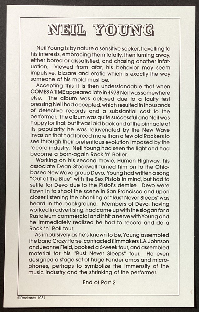 Neil Young Musician 5" x 8" Picture Print