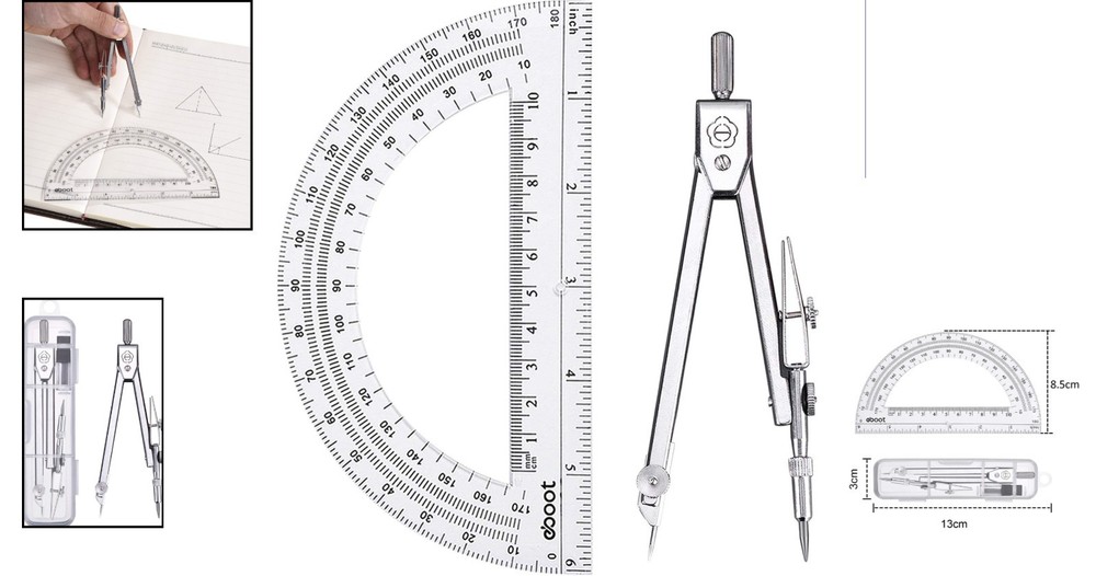 Lightweight Drawing Compass & Protractor Set - Essential for Every Student's Kit