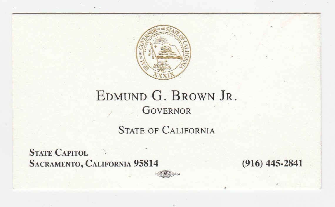 California Governor Edmund G. Brown Jr. business card