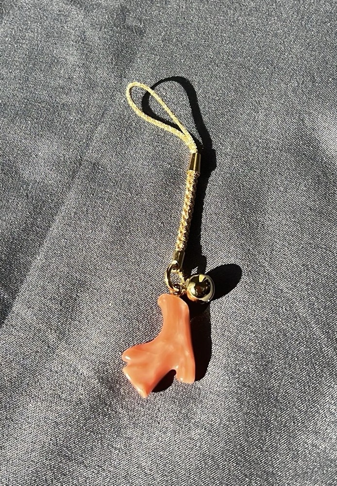 Gold thread pink coral Accessory Charm strap