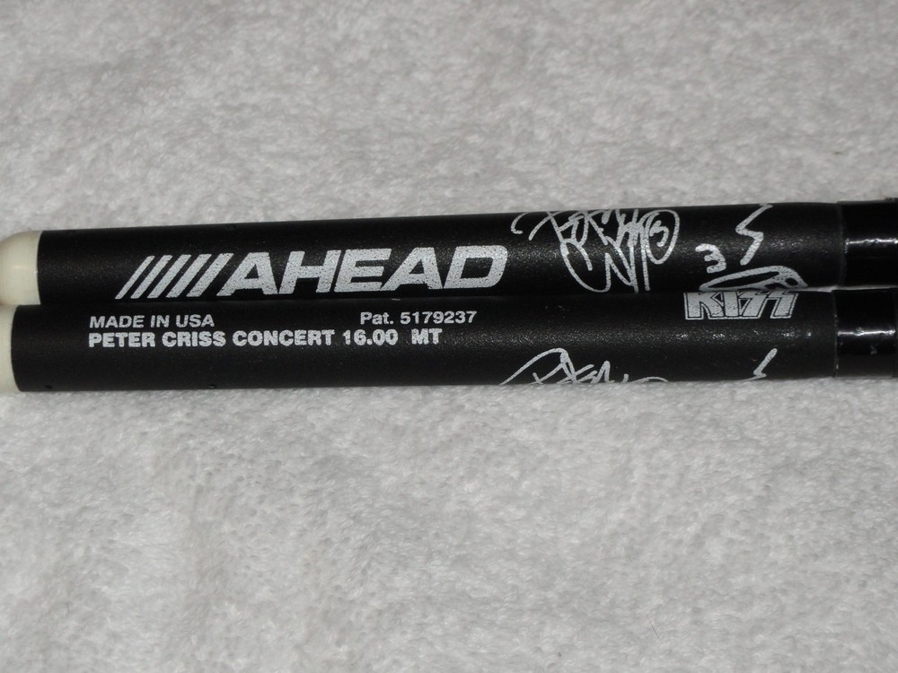 KISS Farewell Tour Staged Played Ahead Drumsticks set + Gloves and Signed Head
