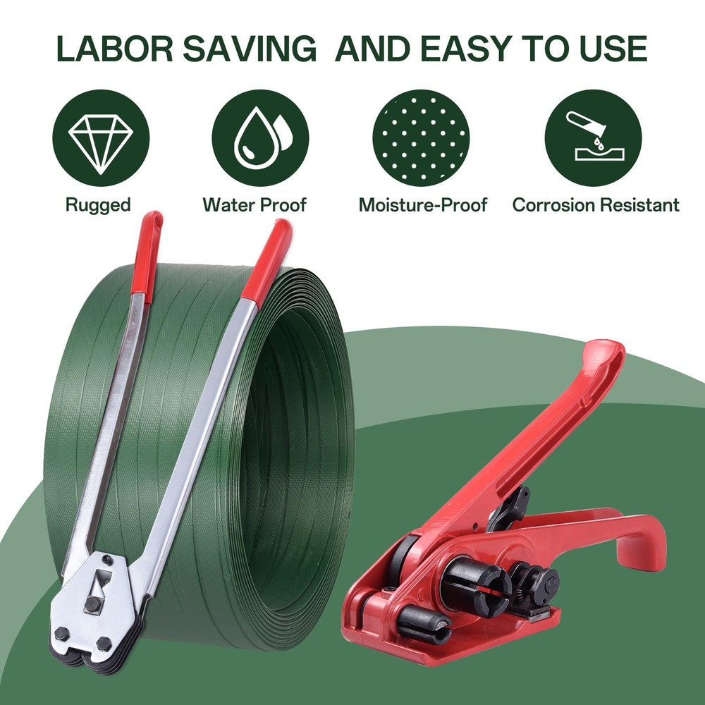 Banding Strapping Kit, Packaging Strapping Tool, with 2000FT Length PET Strappin