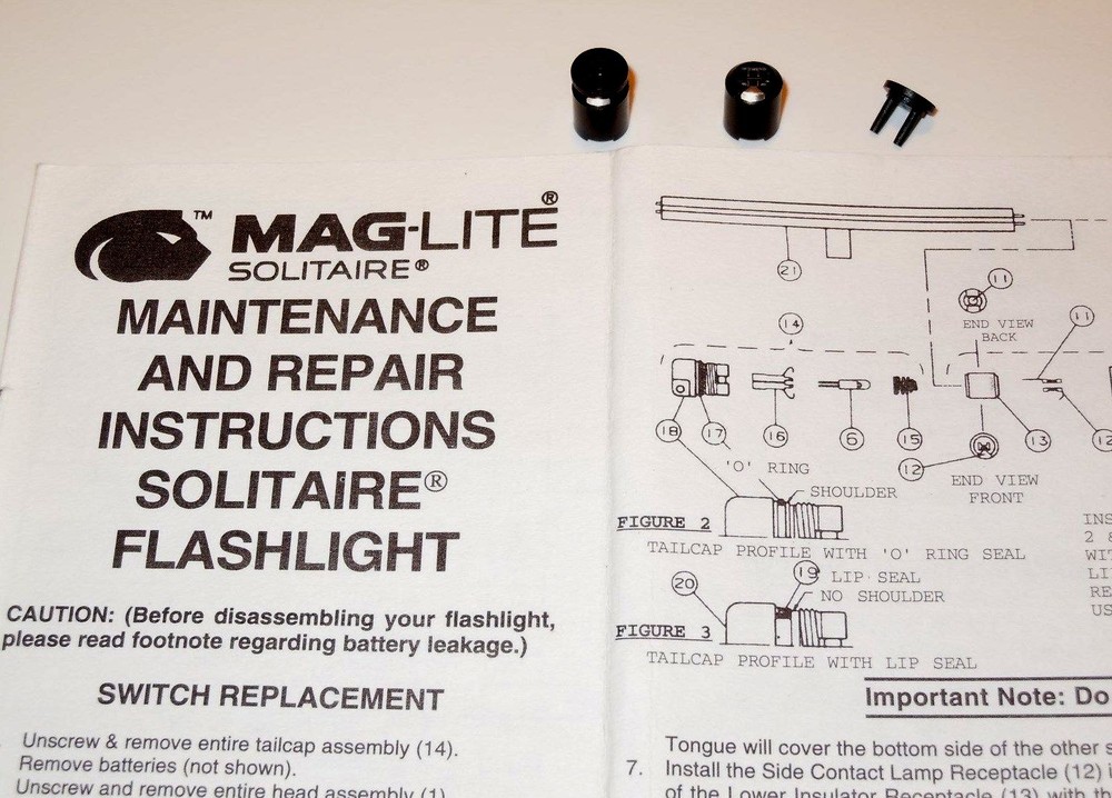 Authentic "AAA" Mini Maglite Solitaire Switch Repair Assembly 108-000-085