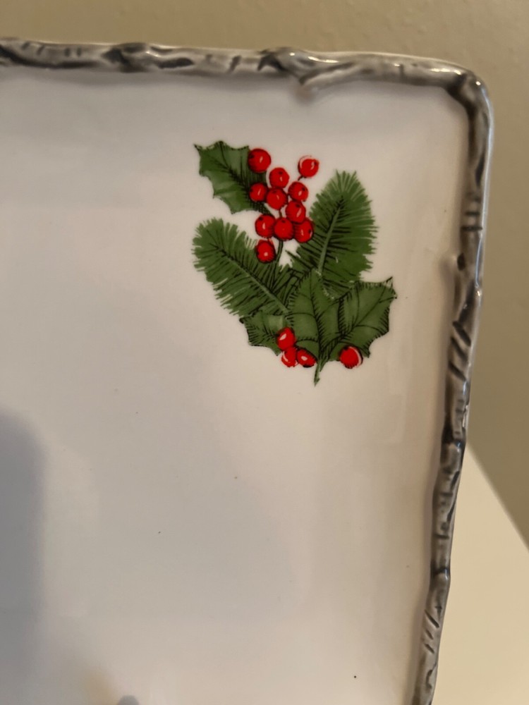 NEW Christmas Red Cardinal Ceramic Serving Tray