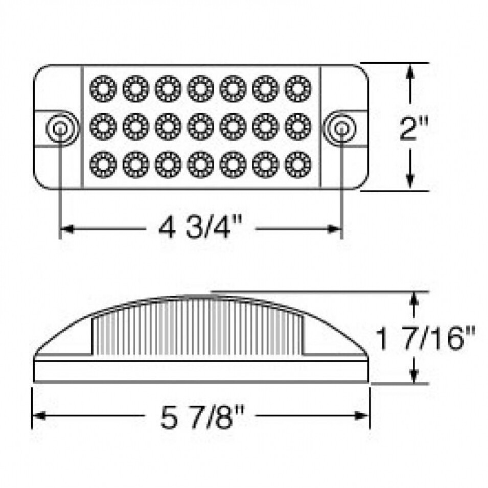 21 LED Rectangular Clearance/Marker Light - Amber LED/Clear Lens
