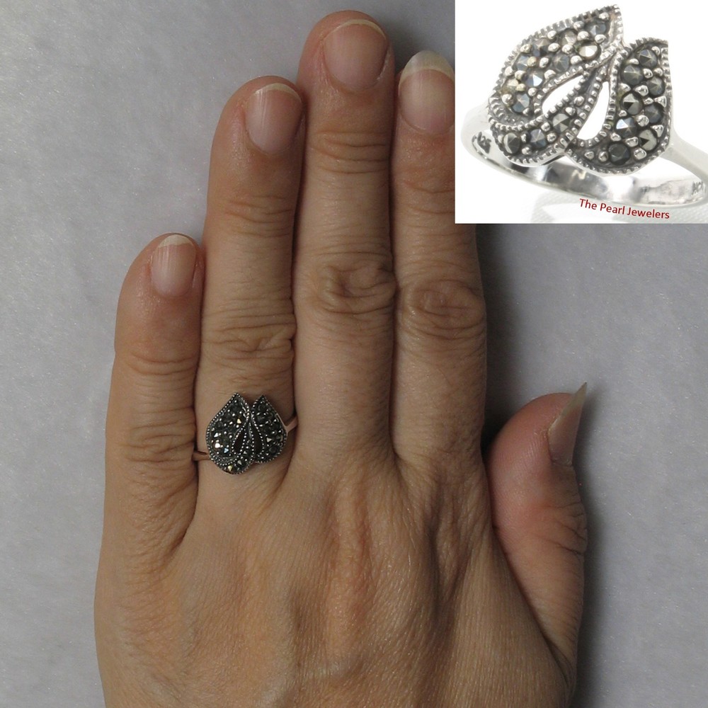 Sterling Silver Double Flame Marcasite Ring