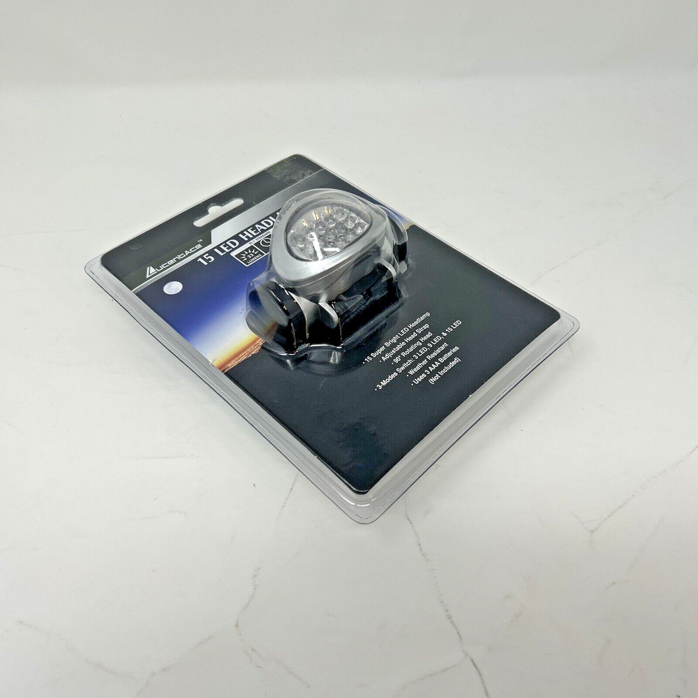 LucentAce 15 LED Headlamp Super Bright 3 Lighting Modes Adjustable Strap - NEW