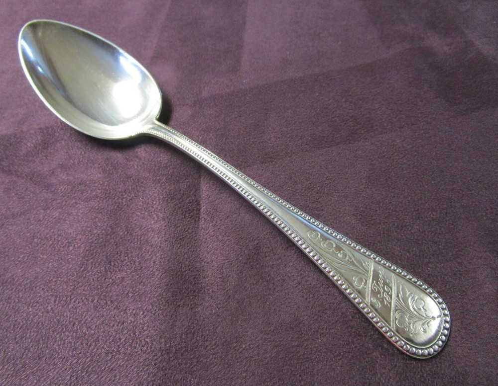 WMF 2 Fabulous Silverplate Serving Spoons Engraved 3 Juni 1895 German Beautiful!