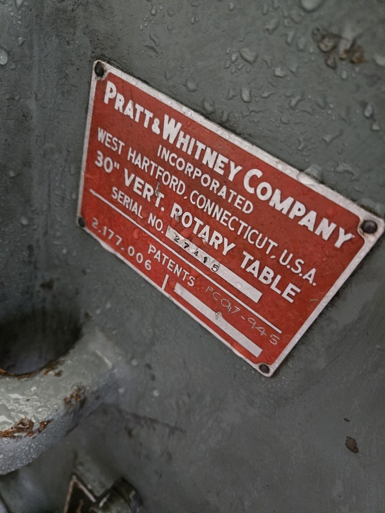 30'' Pratt & Whitney Vertical Rotary Table - FREE FREIGHT