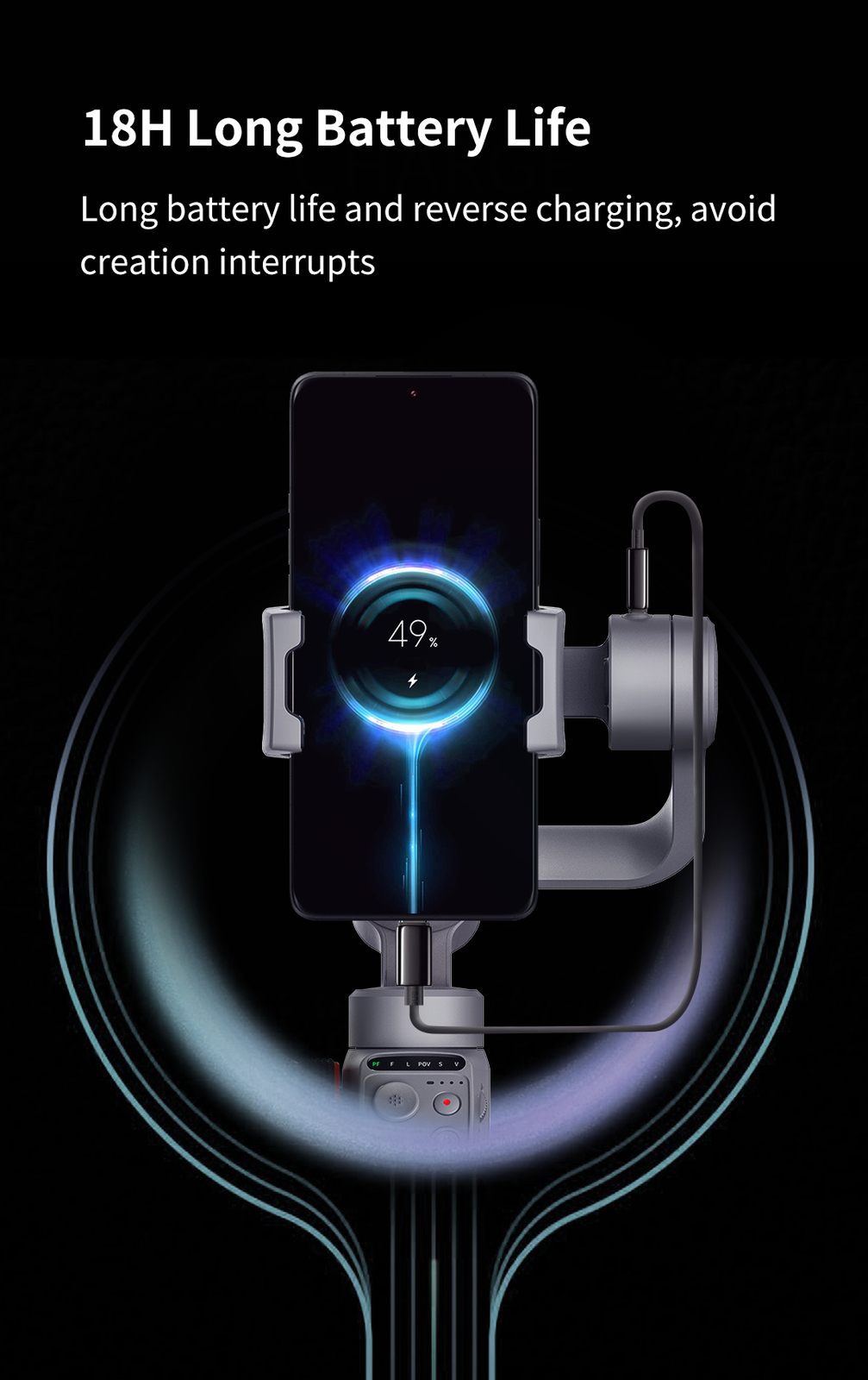 TOALLIN 3-Axis Smartphone Gimbal Stabilizer with AI Tracking for iPhone/Android