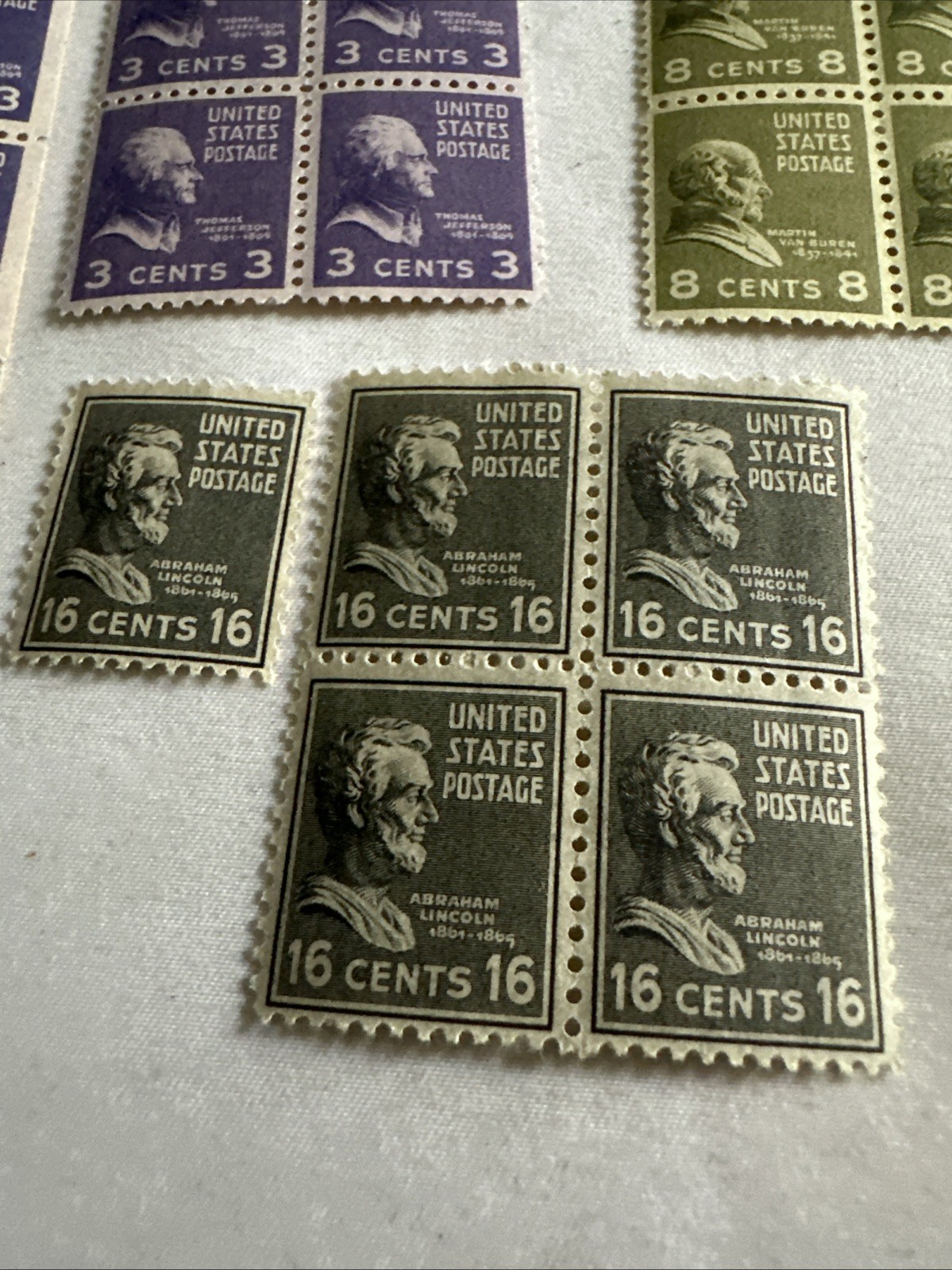 Lot Of US Stamps 1/2 Cent To 50 Cents Block Plate Unused