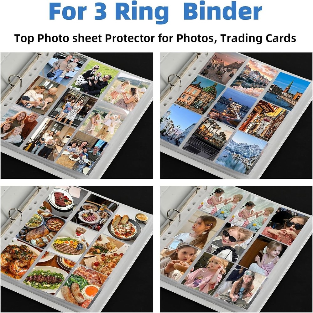 Durable 3-Ring 9 Pocket Sheets for Sports Cards
