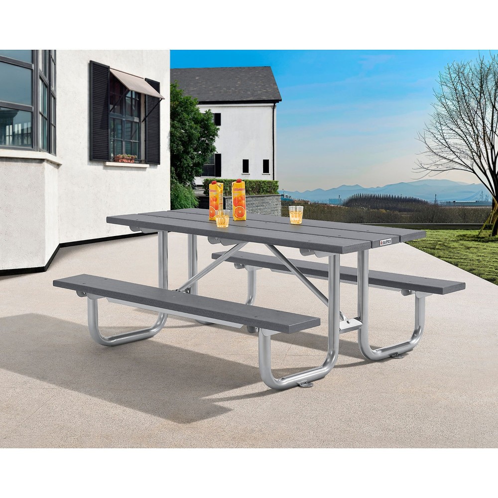 Global Industrial 6' Rectangular Outdoor Picnic Table Recycled Plastic with
