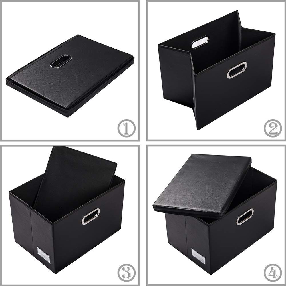PRANDOM Foldable Storage Bins with Lids [5-Pack] Medium(5-Pack), Black