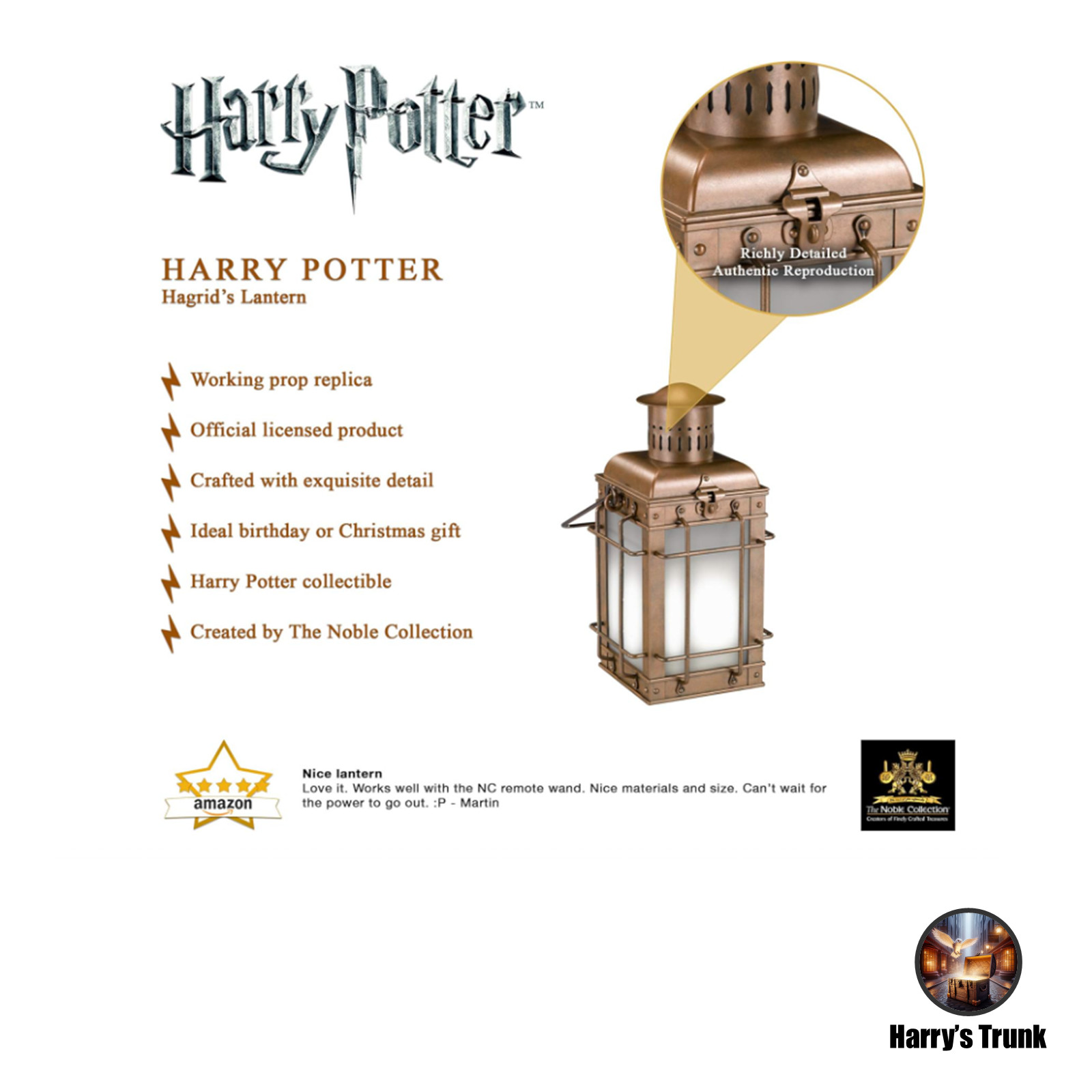 Retired Harry Potter Noble Collection Hagrid's Lantern 13” Tall Prop Replica-New
