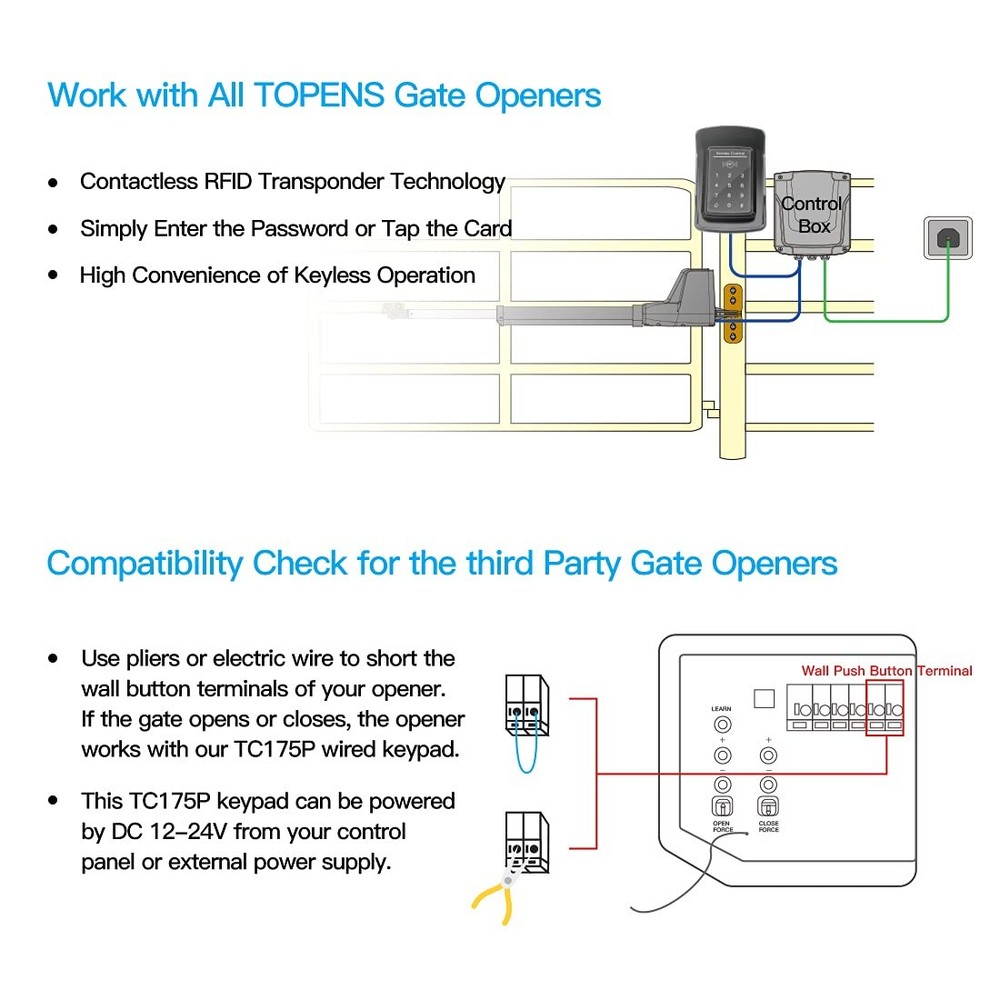 TC175P Touch Panel Keypad 12V/24V Gate Door Access Control RFID