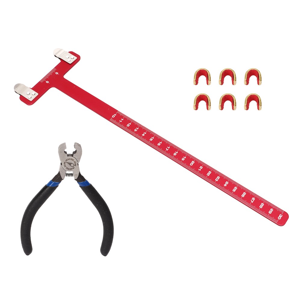 (Red)Bow String Nocking Points Pliers Set T Ruler Nocking Buckle Pliers Kit AN