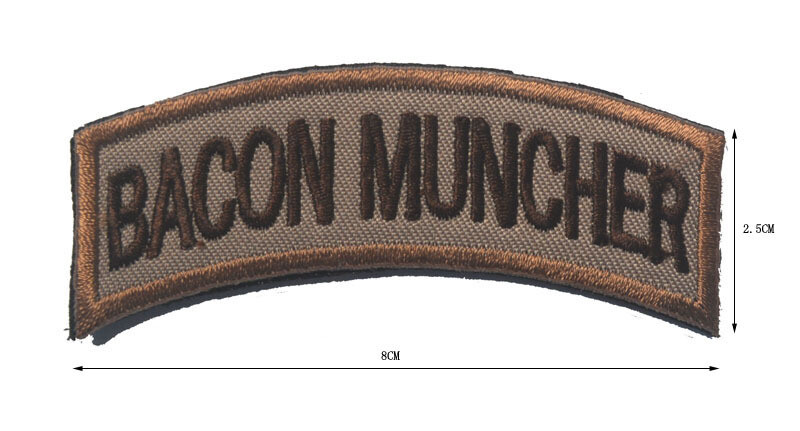 BACON MUNCHER TAB Hook&Loop Patch Militray Tactical Badge Tan