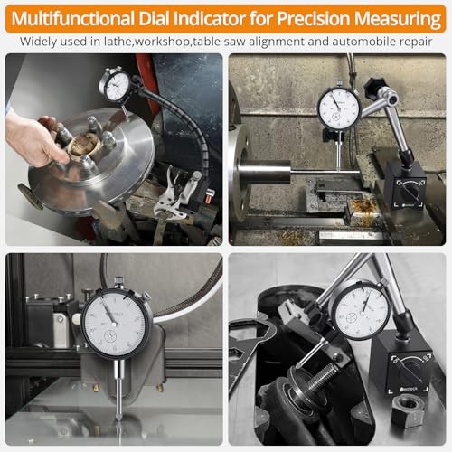1"/0.001" Dial Indicator,Dial Indicator Gauge Full Metal Construction Silver