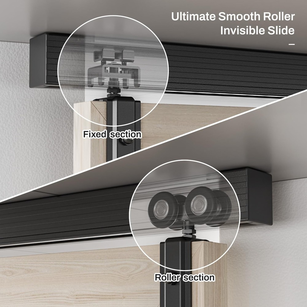 36"/3FT Ceiling Mount Box Rail Hardware Bifold Sliding Barn Door Hardware Hea...