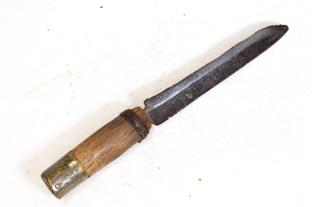 Three Vintage Knives with Rawhide Parfleche Sheaths