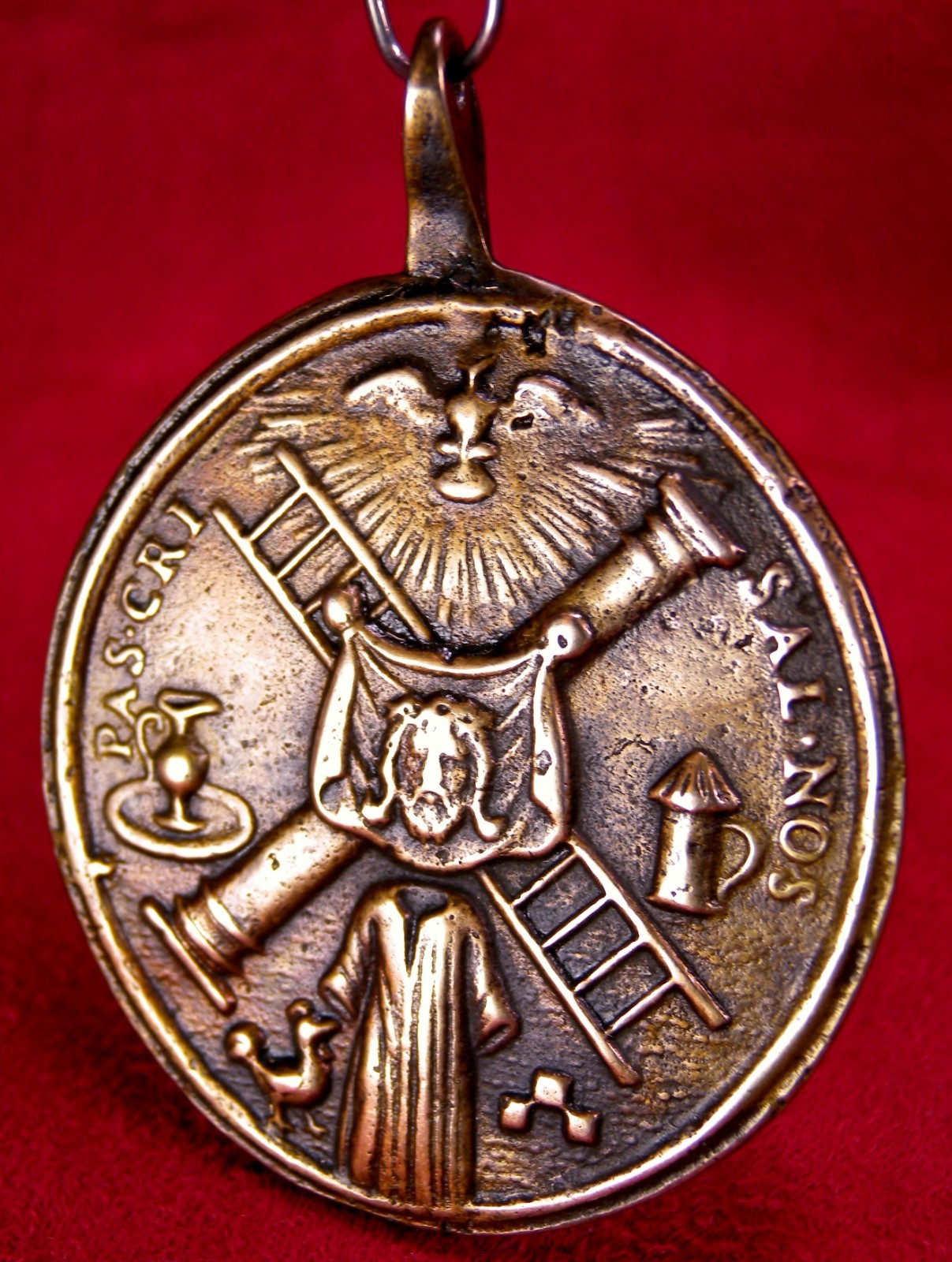 Antique 18th Century Veil of Veronica Holy Spirit Christ Passion Symbols Medal