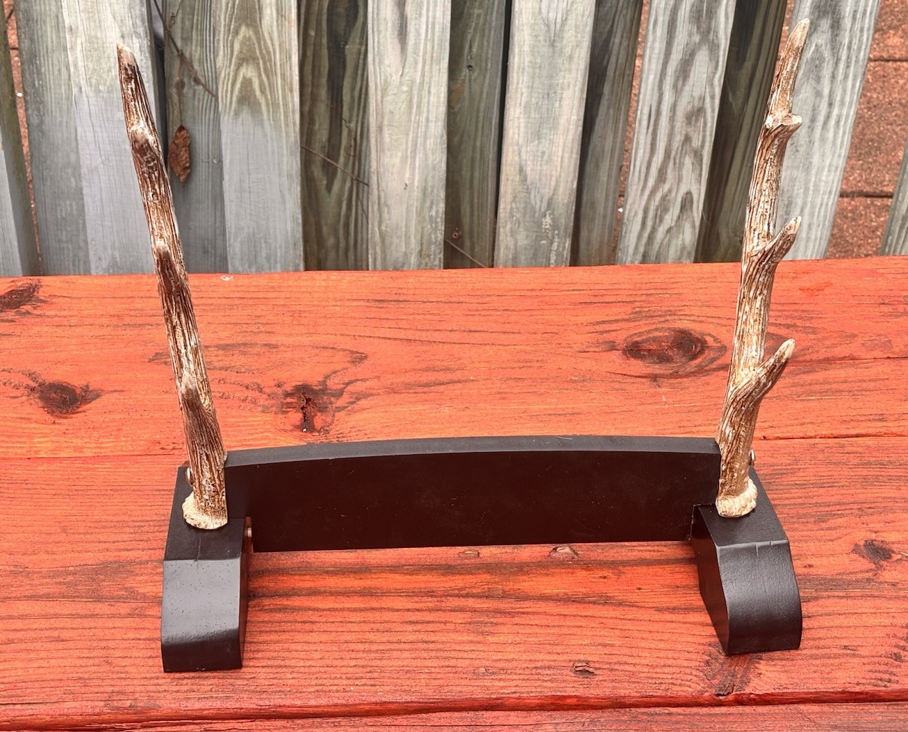 Katana Stand Antler Samurai Sword Stand Faux Antlers With Black Wood Base 3 Tier