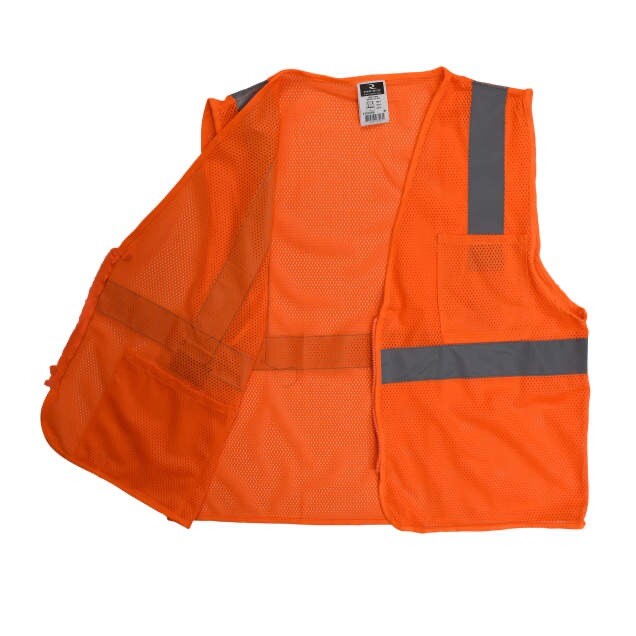 Radians 2 Pockets Orange Mesh High Visibility Safety Vest, ANSI/ ISEA 107-2015