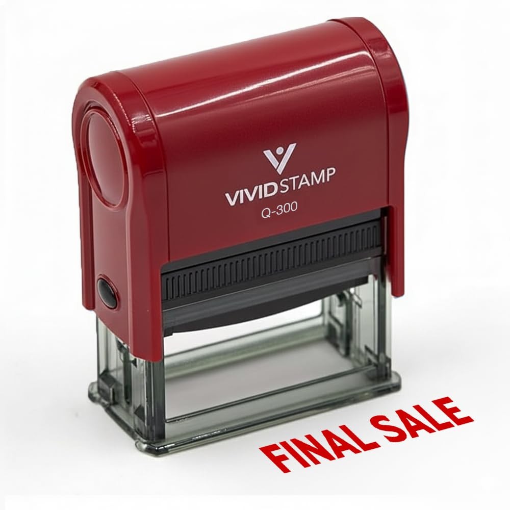 Basic Final Sale Self-Inking Office Rubber Stamp Red Large Business Supply
