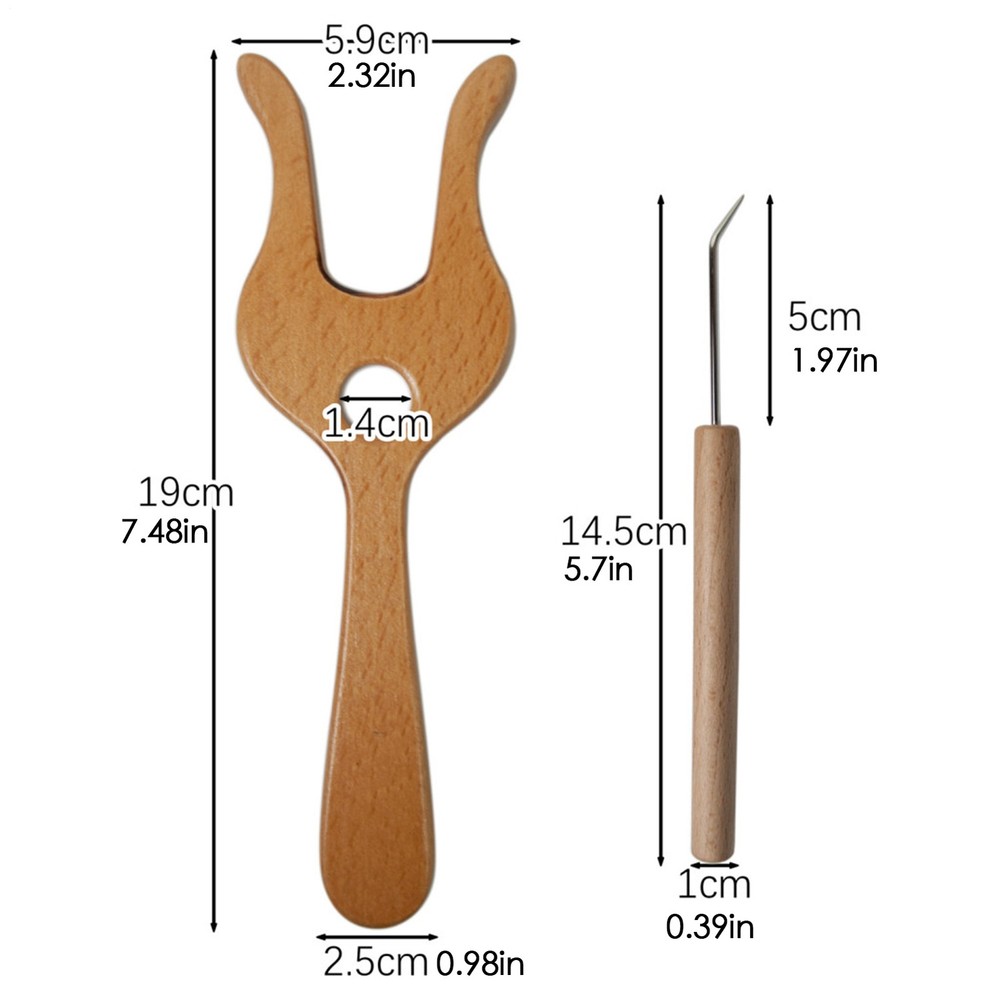 Braided Knitting Fork Wooden Crochet Knitting Tool Fork Hook Precise