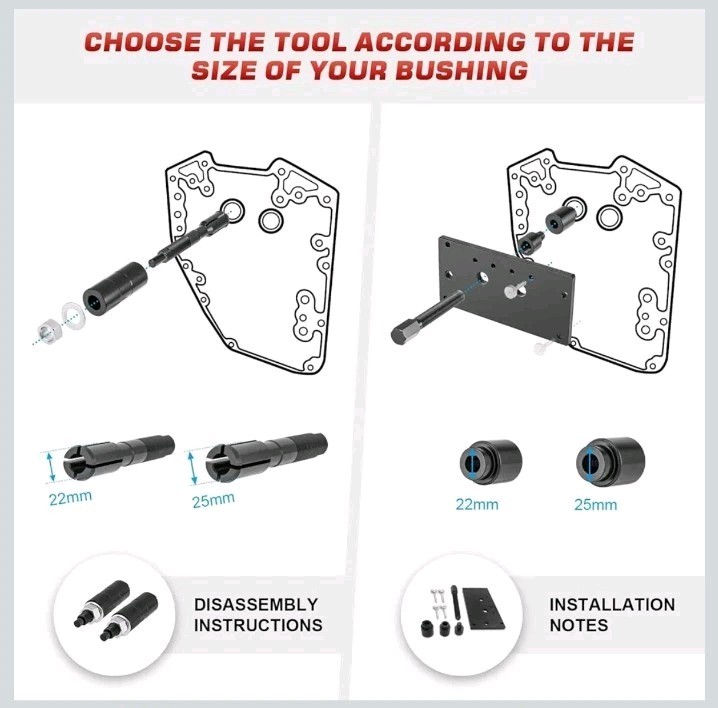Inner Cam Bearing Installer and Puller Tools Compatible For Harley
