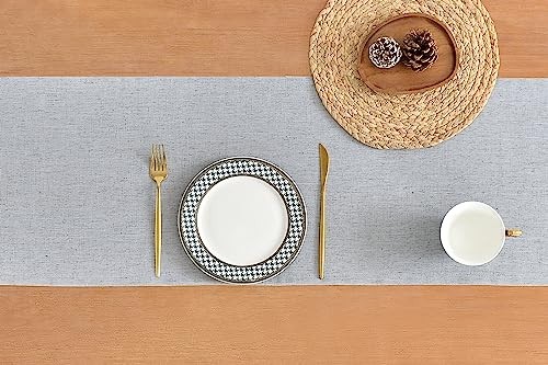 Linen Style Table Runner, Table Runners 90 13×90 Inch Silver Grey Chambray