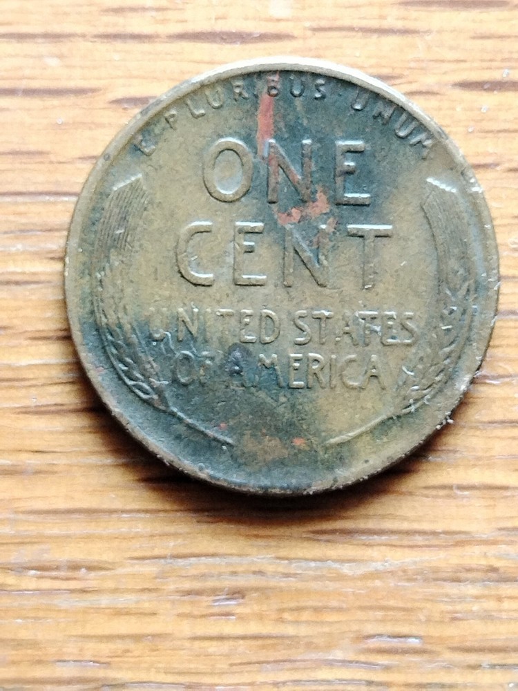 1944 wheat penny no mint mark error, "L" On Rim