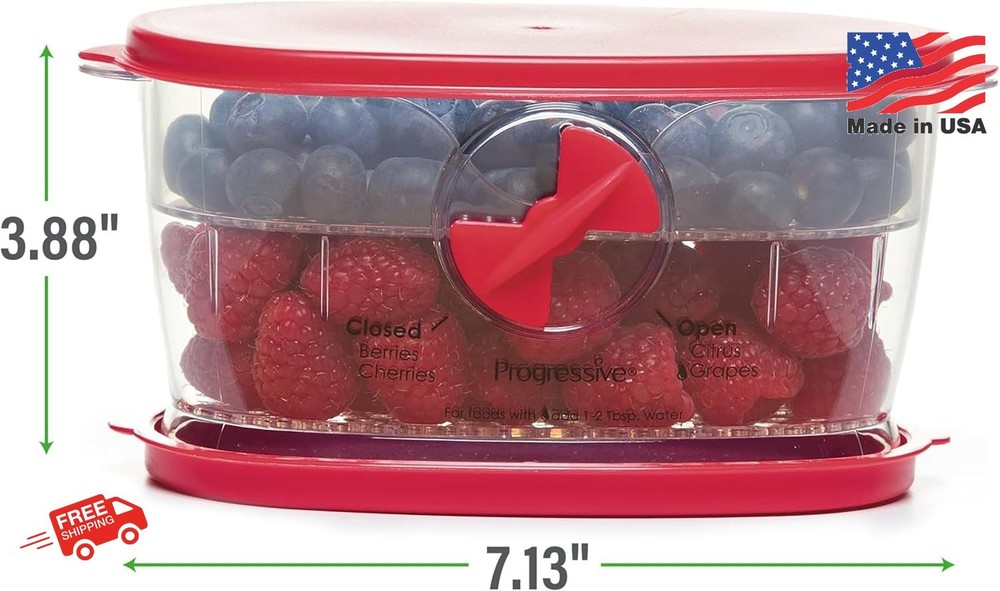 Progressive Berry Keeper Red 1 Pint Stackable Fruit Storage Container