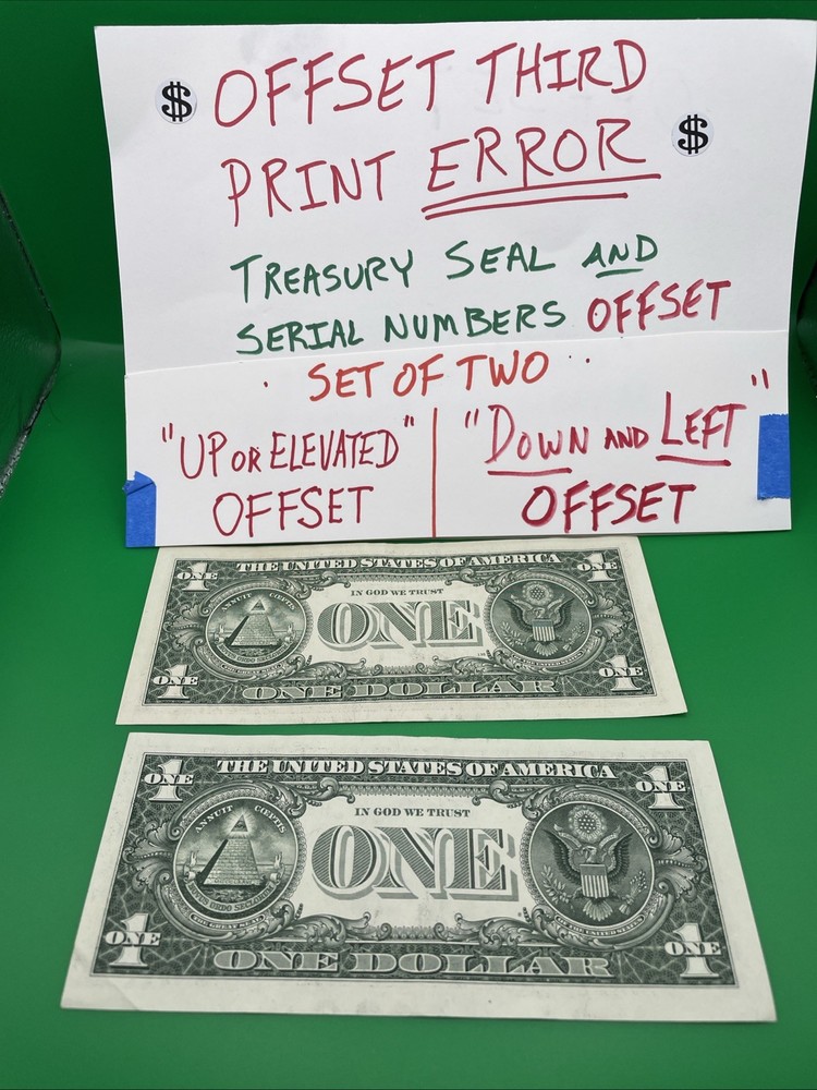 OFFSET THIRD PRINT ERROR Serial #’s & Treasury Seal MISALIGNED SET OF TWO 💵💵