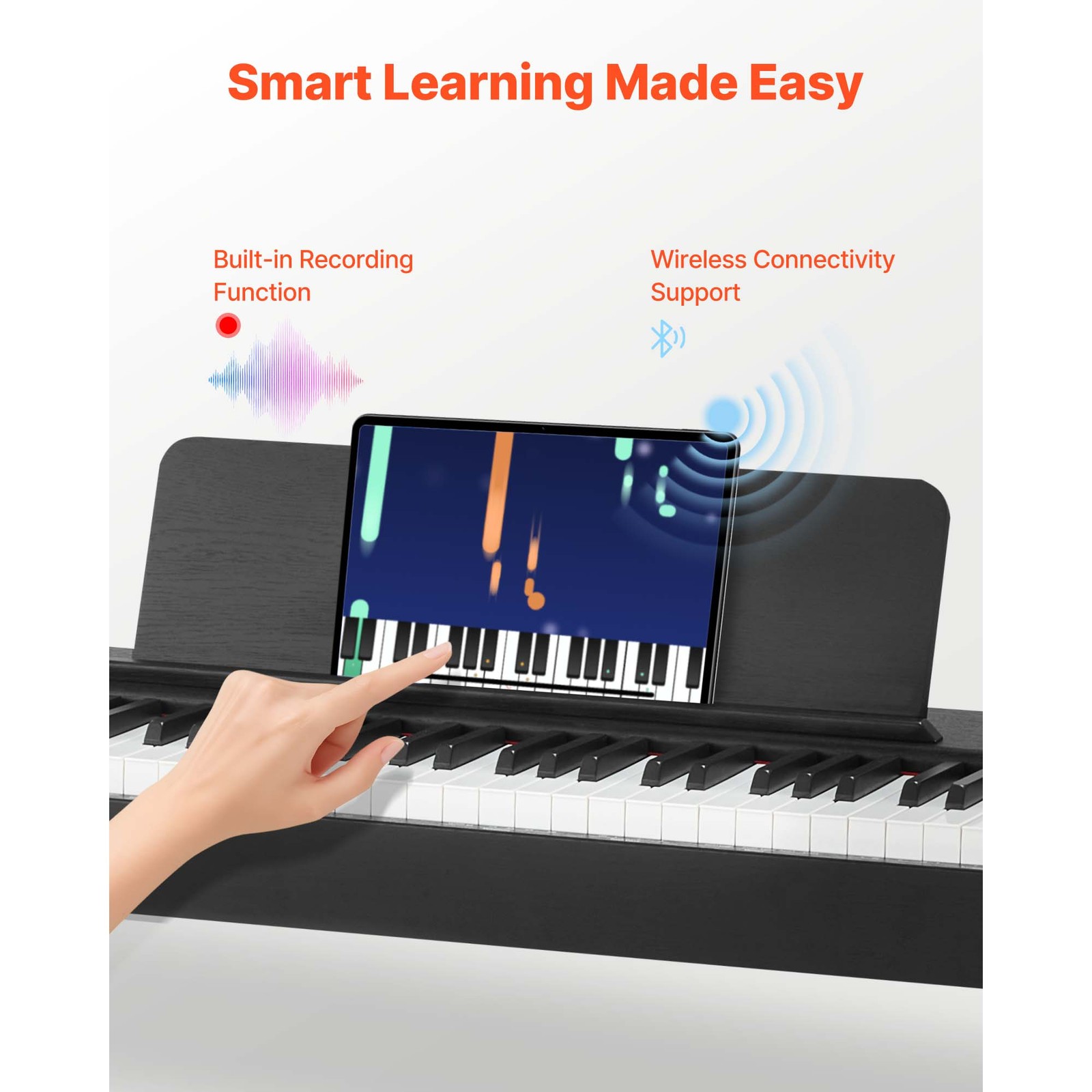 Uimoso 88-Key Weighted Digital Piano with Stand and 280 Tones - Black