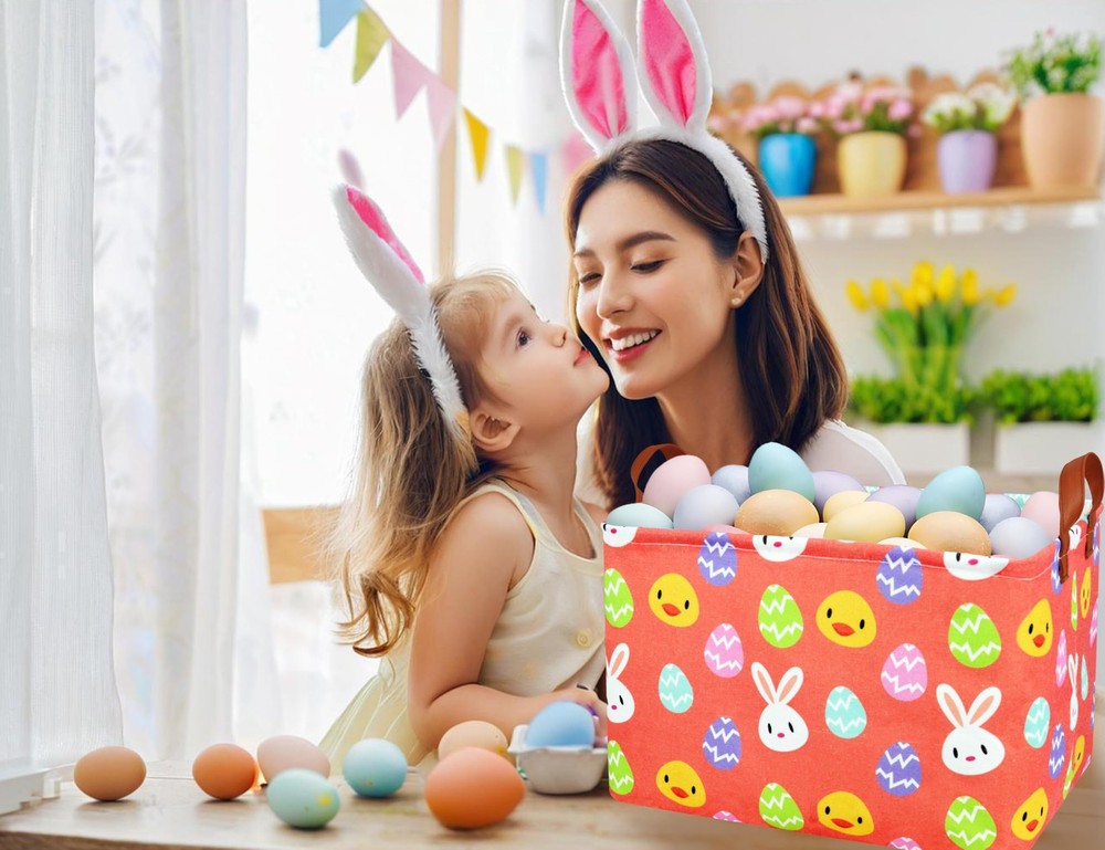 BOOHIT Rectangle Empty Easter Baskets Boy Large Toy Storage Bin Girls collaps...